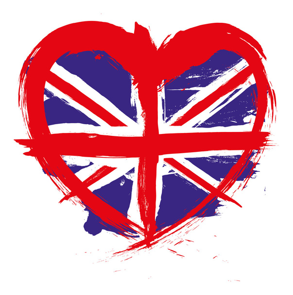 Kalp şekli İngiltere bayrağı - Vektör, Görsel