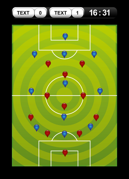 Fußball-Formationstaktik - Vektor, Bild