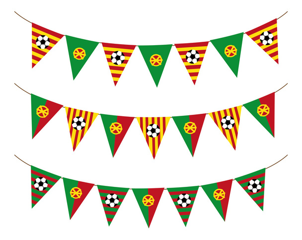 Portugal soccer flag garlands - Vector, Image
