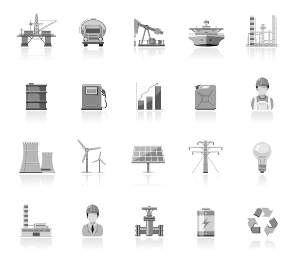 Ícones simples: Indústria e energia
 - Vetor, Imagem