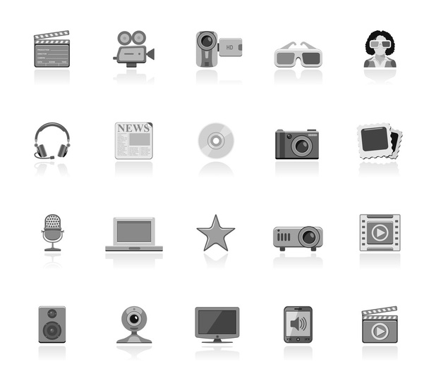 Egyszerű ikonok: multimédia - Vektor, kép