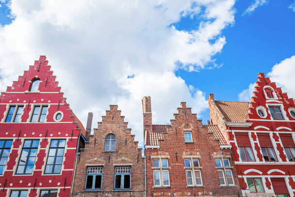 Bruges flemish architecture building facades at sunny day, Belgium - Fotó, kép