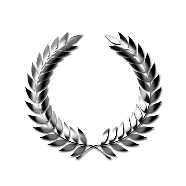 A laurel wreath symbol isolated on white in 3D illustration - Fotoğraf, Görsel