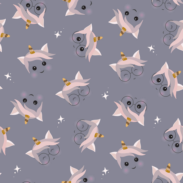 seamless pattern with cute unicorn in pastel color - Διάνυσμα, εικόνα