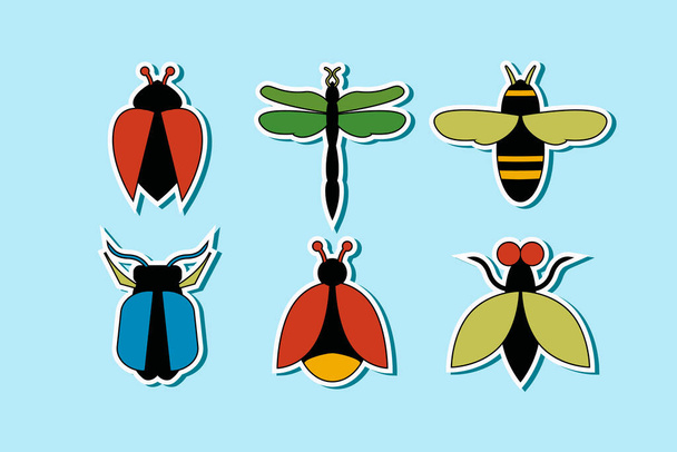 жучки та логотип комах дизайн плоскої сучасної ізольованої ілюстрації
 - Вектор, зображення
