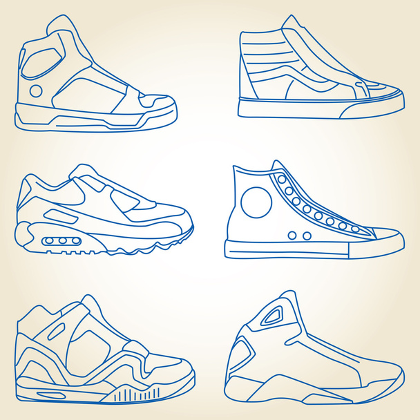 Conjunto de vectores de sapatos desenhados
 - Vetor, Imagem