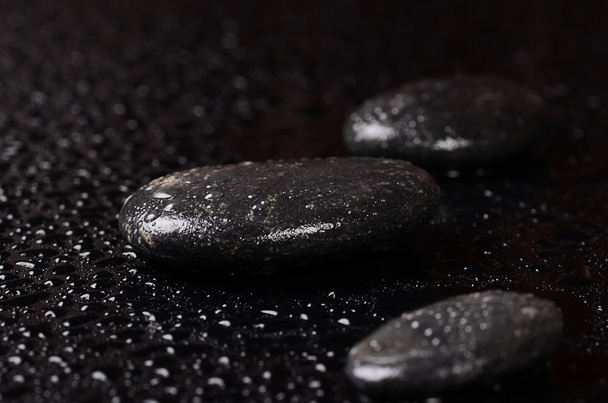 Black spa stones with water drops - Φωτογραφία, εικόνα