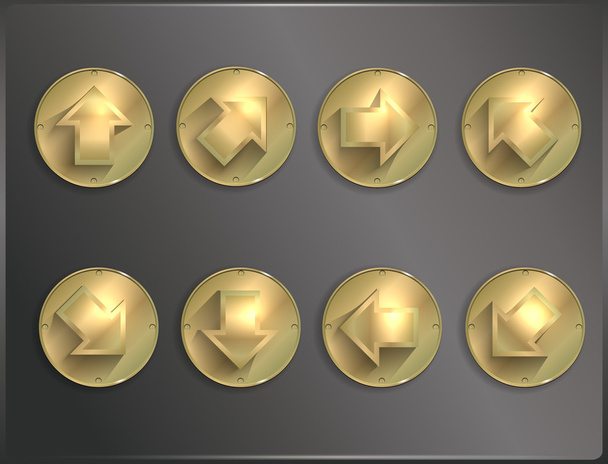 Metal round icons Steampunk, flat. Arrows - Vector, Image