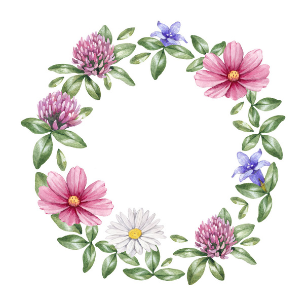 Watercolor floral frame - Фото, зображення