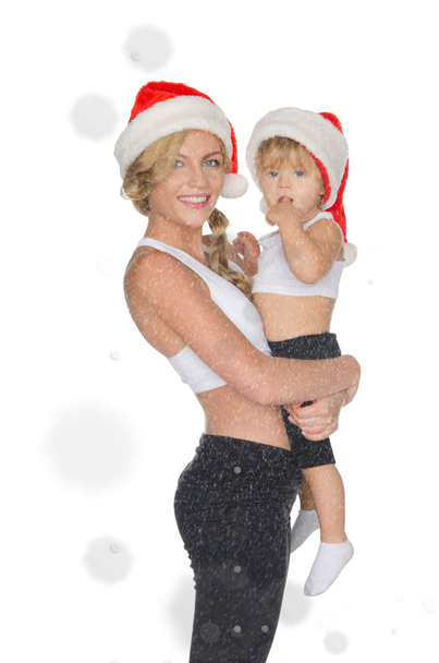 Beautiful family clothing for fitness and Santa - Φωτογραφία, εικόνα