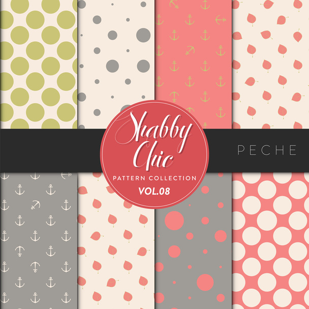 Shabby Chic patroon collectie - Pêche - Vector, afbeelding