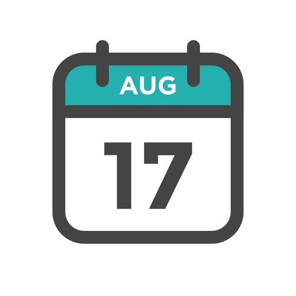 August 17 Calendar Day or Calender Date for Deadline and Appointment - Vektor, Bild