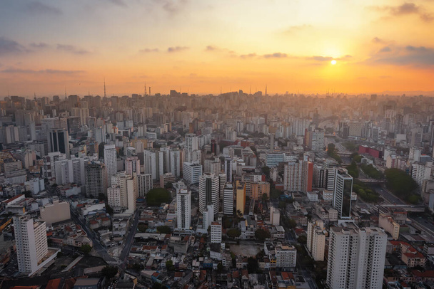 Aerial View of Sao Paulo Skyline and Liberdade neighborhood - Sao Paulo, Brazil - Photo, image