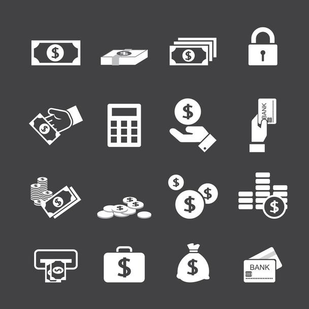 Money icons set - Διάνυσμα, εικόνα