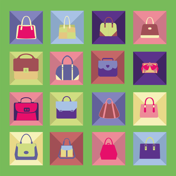 Set icons of  bags  and  handbags - Illustration - Вектор,изображение