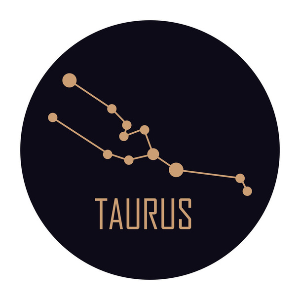 taurus costellation golden stars icon - Vetor, Imagem