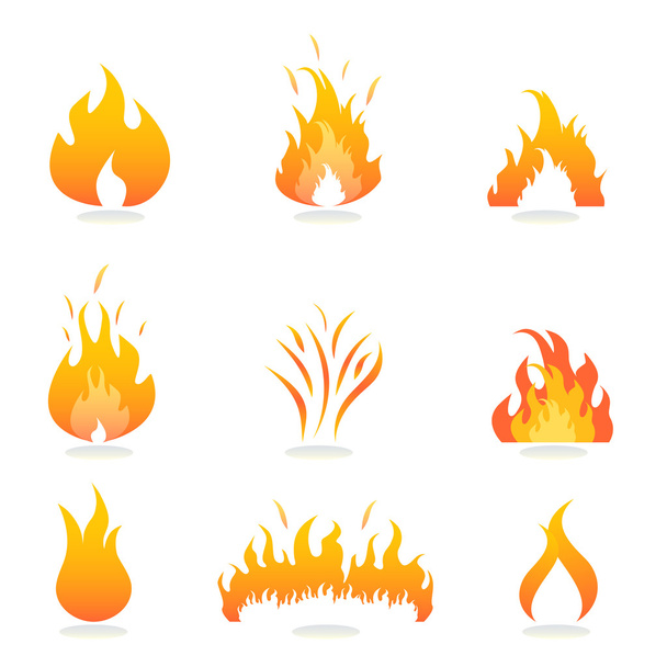 Flames and fire signs - Vector, Image