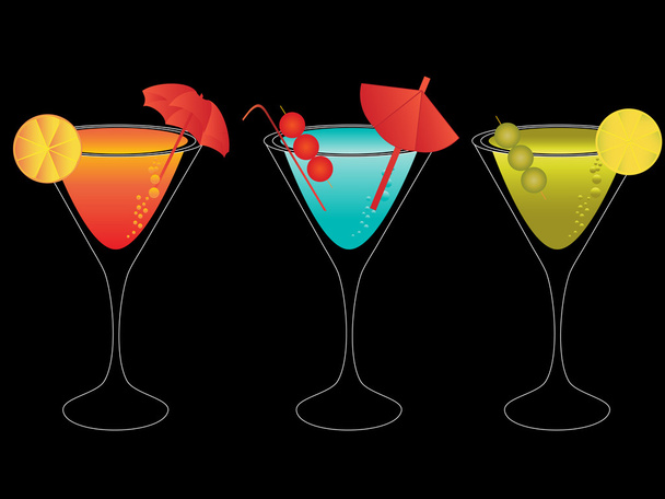 kolorowe Martini z parasolami - Wektor, obraz