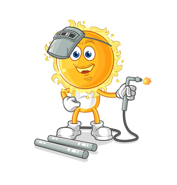 the sun welder mascot. cartoon vecto - Vector, Image