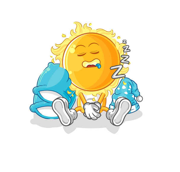 the sun sleeping character. cartoon mascot vecto - Vettoriali, immagini