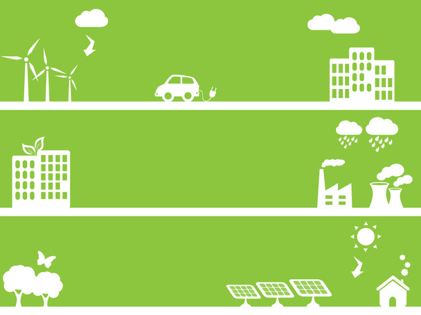 Eco friendly green towns - Vector, Image
