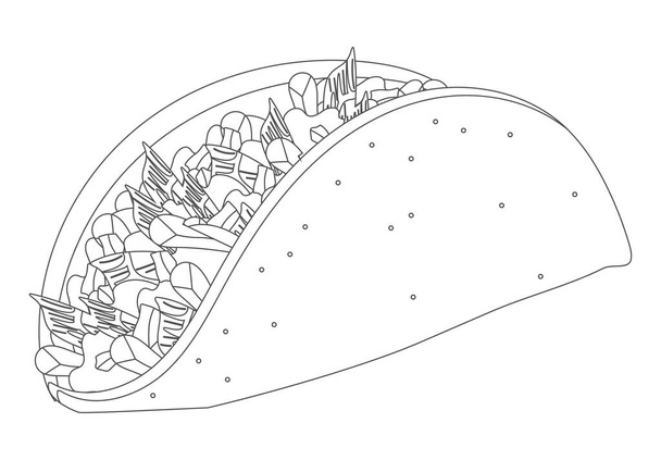 taco mexican sketch style icon - Vetor, Imagem