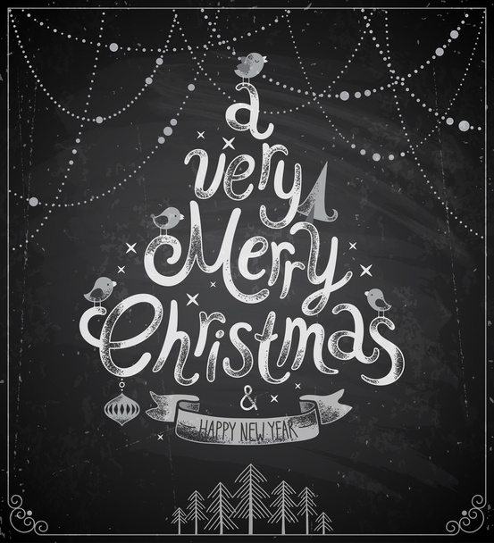 Christmas poster - Chalkboard style. - Vektor, kép