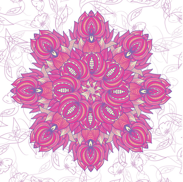 Mandala on  floral background - Vector, Image