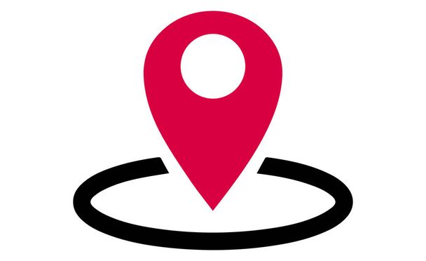 A red and black GPS or location icon - Vector, Imagen