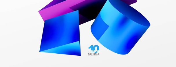 Vector 3d abstract background. Shapes 3d triangle and cylinder. Trendy techno business template for wallpaper, banner, background or landing - Вектор,изображение