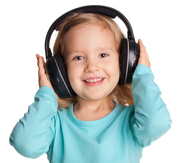 Little girl in headphones - Fotoğraf, Görsel