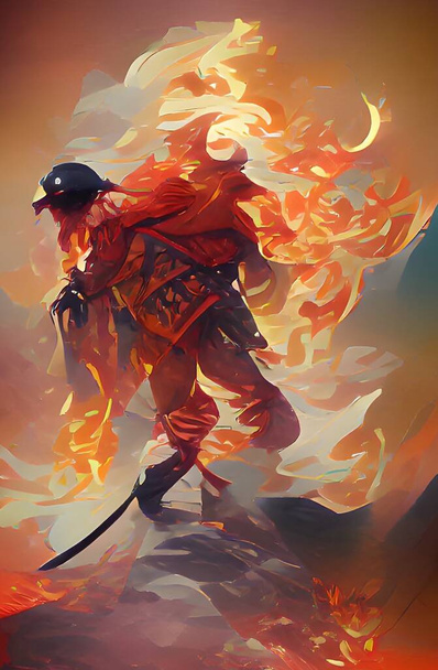 art color of monster fire man cartoon - Photo, Image