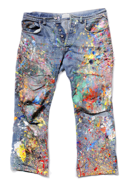 Jeans covered acrylic paints - Φωτογραφία, εικόνα