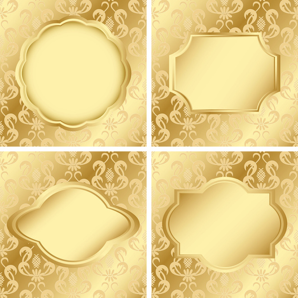 Set of vector cards with golden texture - Vector, Image