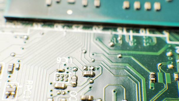 Electronic circuit board close up, Repairing computer, Macro - Фото, зображення
