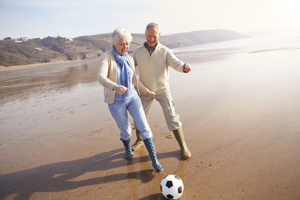 Senior Couple Playing Football - Photo, Image