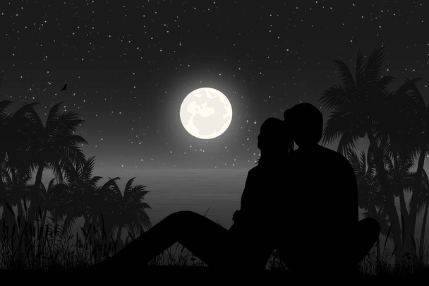 Nettes Paar verliebt sich in Silhouette - Vektor, Bild