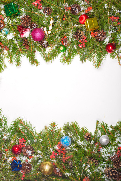 Topları ve süslemeleri olan Noel arkaplanı - Fotoğraf, Görsel