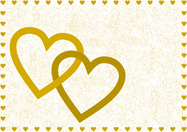 Два золотых переплетенных больших открытых сердца
 - Фото, изображение