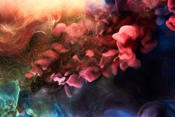 Liquid fluid art abstract background. Mix of dancing acrylic paints underwater - Foto, Imagen