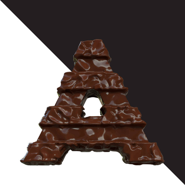 Symbols made of chocolate. 3d letter a - Wektor, obraz