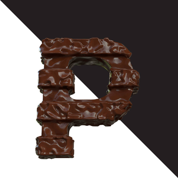Symbols made of chocolate. 3d letter p - Vector, imagen