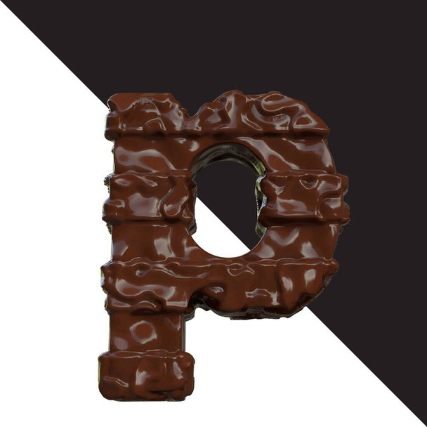 Symbols made of chocolate. 3d letter p - Vecteur, image