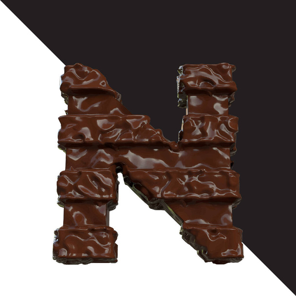Symbols made of chocolate. 3d letter n - Vector, imagen
