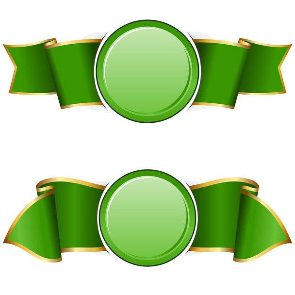 Зеленая круглая рамка с лентой
 - Вектор,изображение