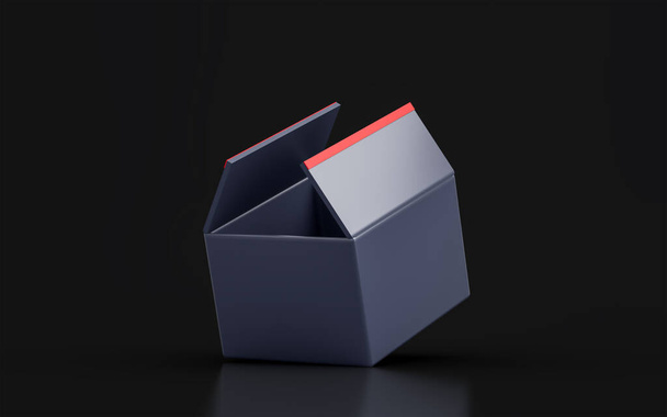 знак відкритої коробки на темному фоні концепція 3d рендерингу для доставки та зберігання
 - Фото, зображення