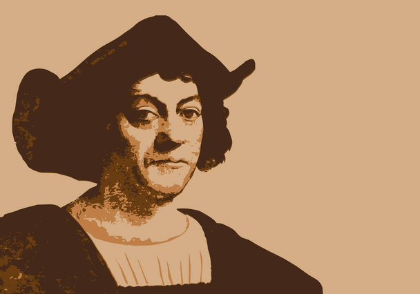 Drawn portrait of Christopher Columbus, the famous navigator and explorer, who made the discovery of America. - Vetor, Imagem