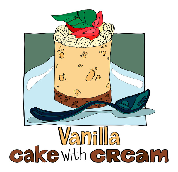 Vanilkový dort s krémem - Vektor, obrázek