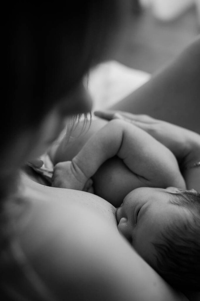 mother and newborn baby in her arms birth new life humanity light religio - Foto, immagini