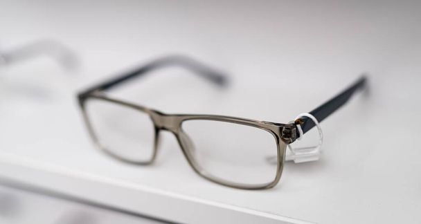 Vision eyesight accessory with black frame. Modern eyeglasses on white isolated background. - Φωτογραφία, εικόνα